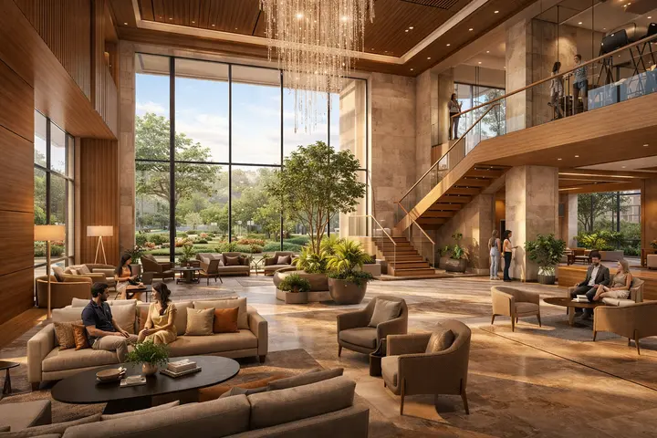Godrej Aveline clubhouse lounge interior - the 2,936 sqmt grand clubhouse Godrej Aveline clubhouse lounge interior - the 2,936 sqmt grand clubhouse